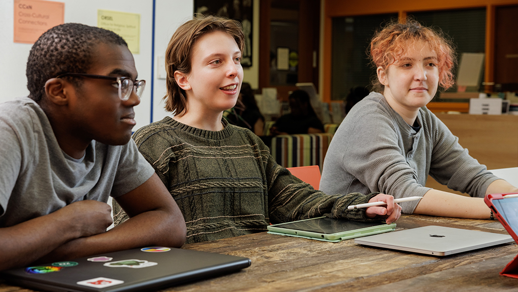 Student discussion at table